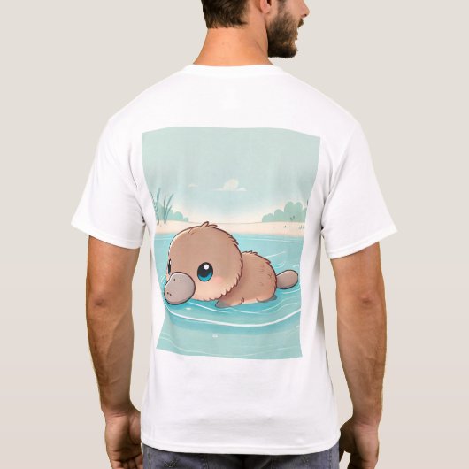 Adorable Baby Platypus Schwimmer T - Shirt Design (Rückseite)