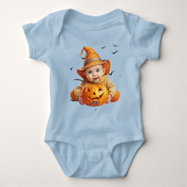 Adorable Baby Pumpkin in einem Halloween-Bodysuit Baby Strampler