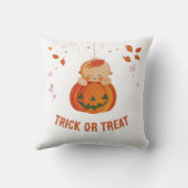 Adorable Baby Pumpkin Trick oder Treat Halloween Kissen (Rückseite)