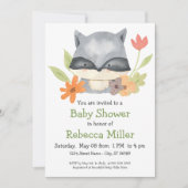 Adorable Baby Raccoon Babydusche Einladung (Vorderseite)