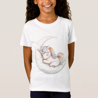 Adorable Baby Rainbow Einhorn Schlafen auf Crescen T-Shirt