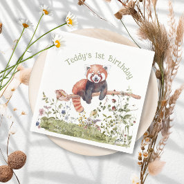 Adorable Baby Red Panda Bear 1. Geburtstag Party Serviette