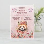 Adorable Baby Red Panda Bear Baby Dusche Einladung (Stehend Vorderseite)