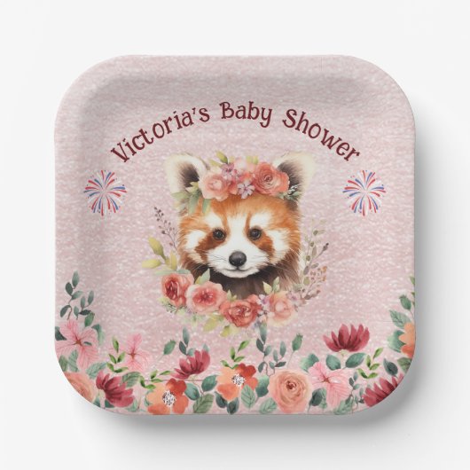Adorable Baby Red Panda Bear Baby Dusche Pappteller (Vorderseite)