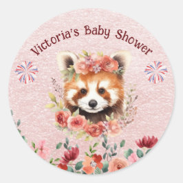 Adorable Baby Red Panda Bear Baby Dusche Runder Aufkleber