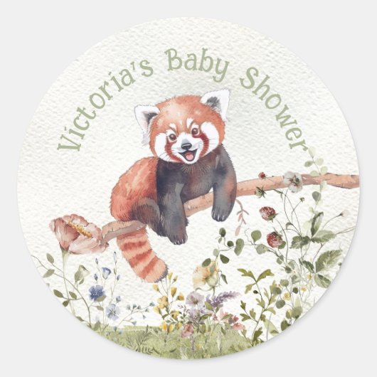 Adorable Baby Red Panda Bear Baby Dusche Runder Aufkleber (Vorderseite)