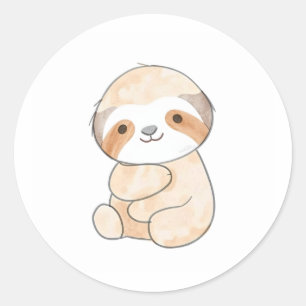 Adorable Baby Sloth Sticker Aquarellbild