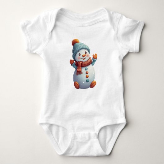 Adorable Baby Snowman in Hat und Scarf Baby Strampler (Vorderseite)