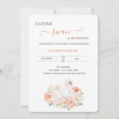 Adorable Baby Swan Rose Babydusche Einladung (Vorderseite)