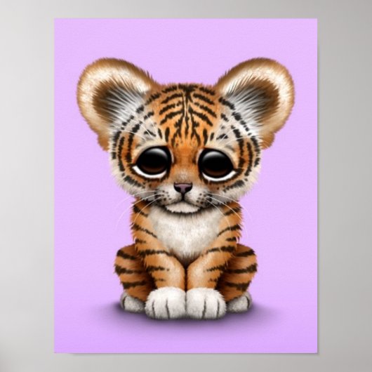 Adorable Baby Tiger Cube auf Lila Poster (Vorne)