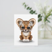 Adorable Baby Tiger Cube auf Weiß Postkarte (Stehend Vorderseite)