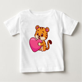 Adorable Baby Tiger umarmt ein Herz Baby T-shirt