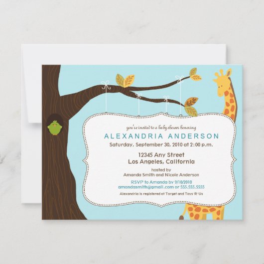 Adorable Baby Tree Baby Shower Invitation (aqua) Einladung (Vorderseite)