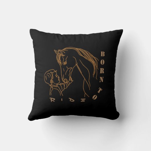 Adorable Baby- und Pferdedesign - Geboren zum Reit Kissen (Rückseite)