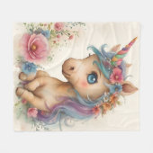 Adorable Baby Unicorn Wasserfarbe Fleecedecke (Vorderseite (Horizontal))