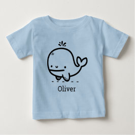 Adorable Baby Whale - Kawaii Sea Creative Line Art Baby T-shirt