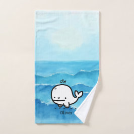 Adorable Baby Whale - Kawaii Sea Creative Line Art Badhandtuch Set