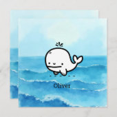 Adorable Baby Whale - Kawaii Sea Creative Line Art Einladung (Vorne/Hinten)