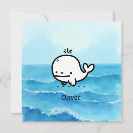 Adorable Baby Whale - Kawaii Sea Creative Line Art Einladung