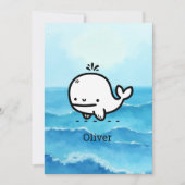 Adorable Baby Whale - Kawaii Sea Creative Line Art Einladung (Vorderseite)