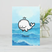 Adorable Baby Whale - Kawaii Sea Creative Line Art Einladung (Stehend Vorderseite)