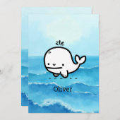 Adorable Baby Whale - Kawaii Sea Creative Line Art Einladung (Vorne/Hinten)