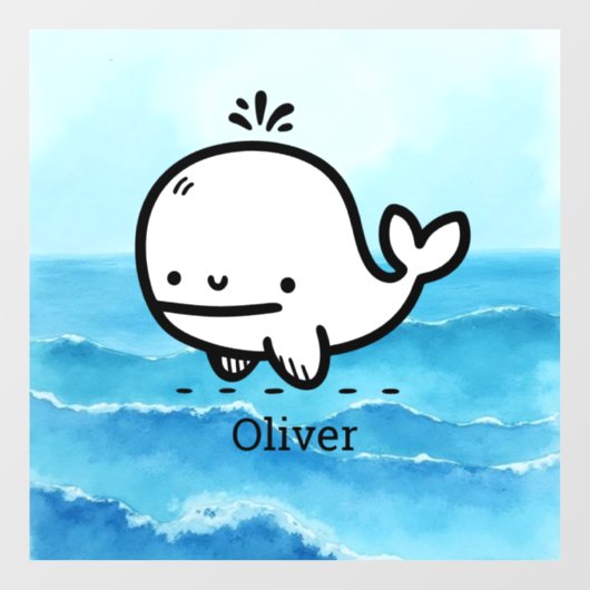 Adorable Baby Whale - Kawaii Sea Creative Line Art Fensteraufkleber (Blatt)