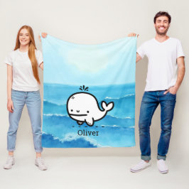 Adorable Baby Whale - Kawaii Sea Creative Line Art Fleecedecke