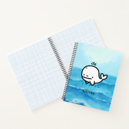 Adorable Baby Whale - Kawaii Sea Creative Line Art Notizblock