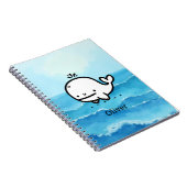 Adorable Baby Whale - Kawaii Sea Creative Line Art Notizblock (Rechte Seite)