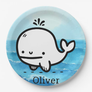 Adorable Baby Whale - Kawaii Sea Creative Line Art Pappteller