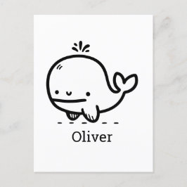 Adorable Baby Whale - Kawaii Sea Creative Line Art Postkarte