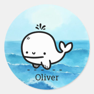 Adorable Baby Whale - Kawaii Sea Creative Line Art Runder Aufkleber