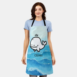 Adorable Baby Whale - Kawaii Sea Creative Line Art Schürze