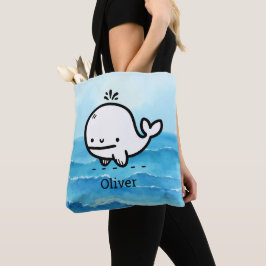 Adorable Baby Whale - Kawaii Sea Creative Line Art Tasche