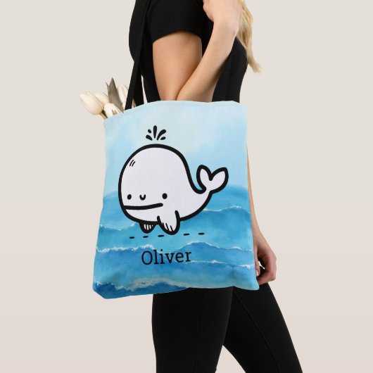 Adorable Baby Whale - Kawaii Sea Creative Line Art Tasche (Von Nahem)