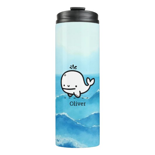 Adorable Baby Whale - Kawaii Sea Creative Line Art Thermosbecher (Vorderseite)