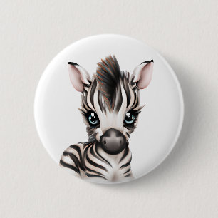 Adorable Baby Zebra Button