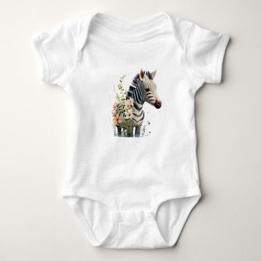 Adorable Baby Zebra mit Blume Baby Strampler (Vorderseite)
