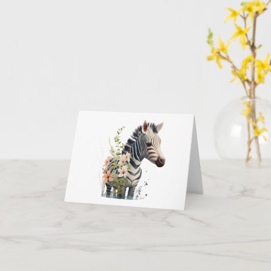 Adorable Baby Zebra mit Blume BLANK Karte (Gelbe Blume)