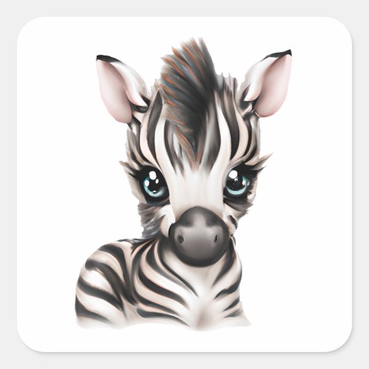Adorable Baby Zebra Quadratischer Aufkleber (Vorderseite)
