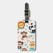 Adorable Baby Zoo Tiere Nahtloses Muster Gepäckanhänger (Vorderseite vertikal)