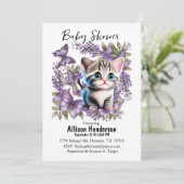 Adorable Babyküche und Schmetterlinge Babydusche Einladung (Stehend Vorderseite)