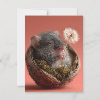 Adorable Babymäuse Schlafen in einer Walnuss-Musch Postkarte