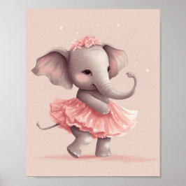 Adorable Babypink-Elefant mit Polka-Dot-Kleid Poster