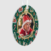 Adorable Baby's First Christmas Ornament Green (Vorderseite)