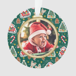 Adorable Baby's First Christmas Ornament Green