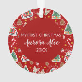 Adorable Baby's First Christmas Ornament Red (Rückseite)