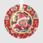 Adorable Baby's First Christmas Ornament Red (Vorderseite)