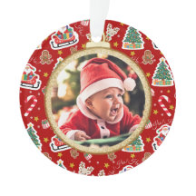 Adorable Baby's First Christmas Ornament Red